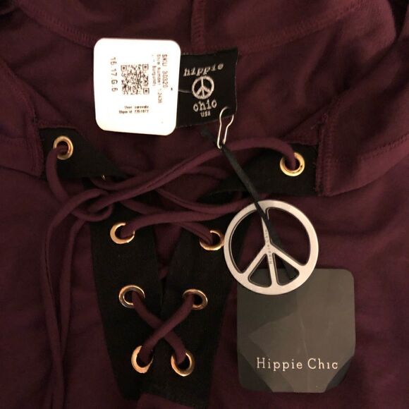 Hippie Chic Burgundy colored hoodie Size L - Picture 5 of 6